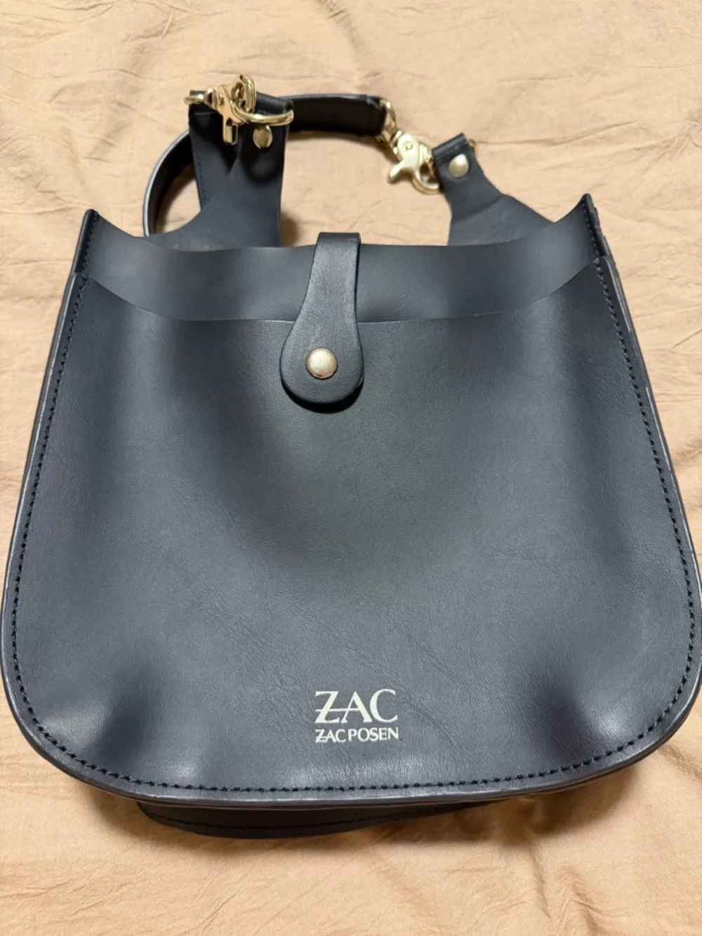 ZAC Zac Posen Belay Crossbody Bucket Bag purse Navy Blue